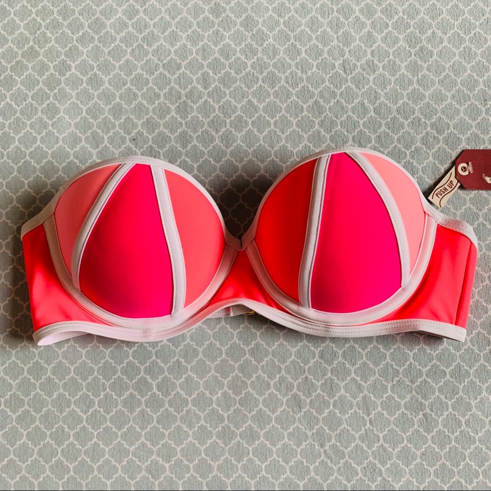 Pink bandeau bikini top